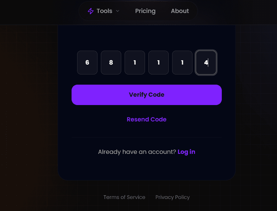 Screenshot of the OTP Verification page